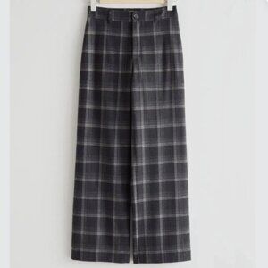 & Other Stories Wide Leg Wool Plaid Pants